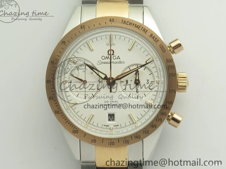 0106 Thermal Speedmaster ’57 Co-Axial SS RG OMF 1:1 Best Edition White Dial On SS RG Bracelet A9300 (Free Leather Strap) 8074